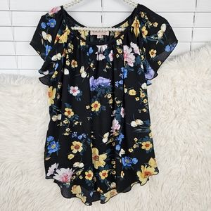 Philosophy Flutter Sleeve Floral Top